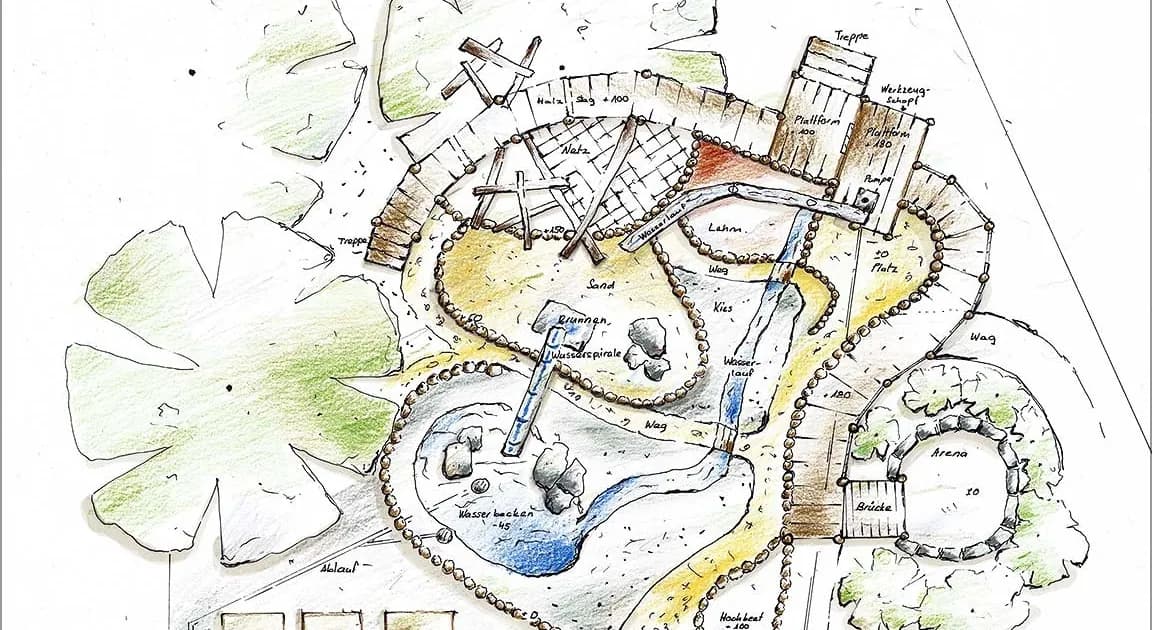 Planungsskizze – Grundriss einer Gartenanlage